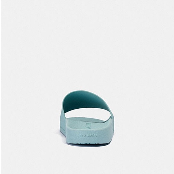 Coach Slide with Logo in Soft Aqua - Picture 4 of 5